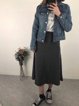 「reca（レカ）のアイテム（デニムジャケット）」を使った、recastaffさん（レディース・167cm）の冬コーディネート