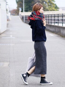 「reca（レカ）のアイテム（パーカー）」を使った、recastaffさん（レディース・167cm）の冬コーディネート