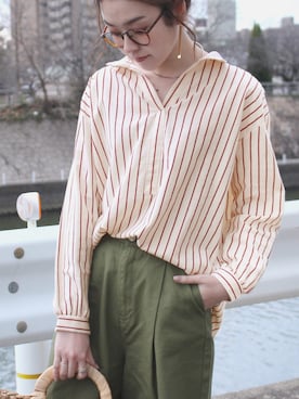 「reca（レカ）のアイテム（チノパンツ）」を使った、recastaffさん（レディース・167cm）の春コーディネート