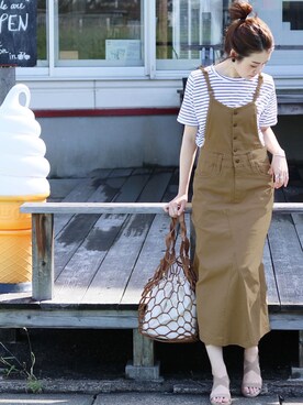 「reca（レカ）のアイテム（サロペット/オーバーオール）」を使った、recastaffさん（レディース・167cm）の夏コーディネート