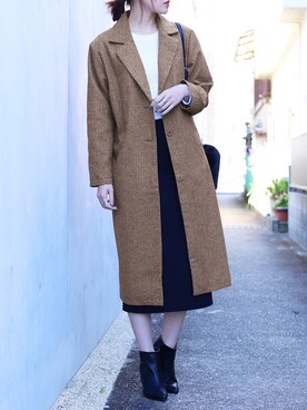 「reca（レカ）のアイテム（チェスターコート）」を使った、recastaffさん（レディース・167cm）の秋コーディネート