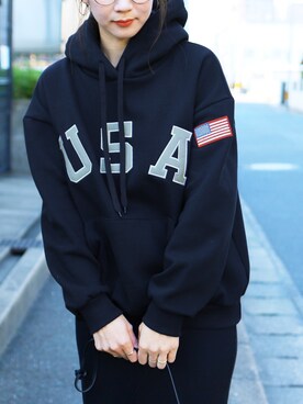 「USA」｜「アイテム（スウェット）」を使った、recastaffさん（レディース・167cm）の秋コーディネート