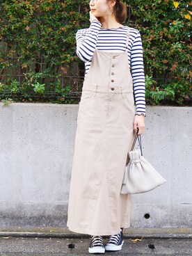 「reca（レカ）のアイテム（サロペット/オーバーオール）」を使った、recastaffさん（レディース・167cm）の冬コーディネート