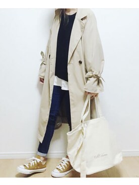 「reca（レカ）のアイテム（トレンチコート）」を使った、recastaffさん（レディース・167cm）の春コーディネート