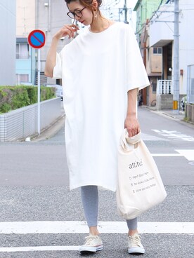 「reca（レカ）のアイテム（レッグウェア）」を使った、recastaffさん（レディース・167cm）の夏コーディネート