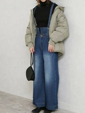 「reca（レカ）のアイテム（サロペット/オーバーオール）」を使った、recastaffさん（レディース・167cm）の冬コーディネート