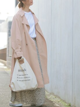 「reca（レカ）のアイテム（トレンチコート）」を使った、recastaffさん（レディース・165cm）の冬コーディネート
