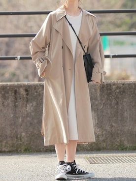 「reca（レカ）のアイテム（トレンチコート）」を使った、recastaffさん（レディース・165cm）の春コーディネート