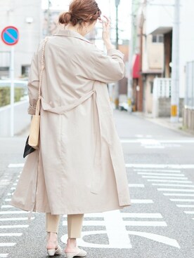 「reca（レカ）のアイテム（トレンチコート）」を使った、recastaffさん（レディース・165cm）の春コーディネート