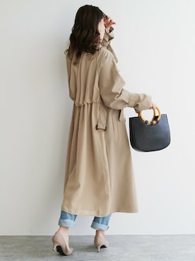 「reca（レカ）のアイテム（トレンチコート）」を使った、recastaffさん（レディース・156cm）の冬コーディネート