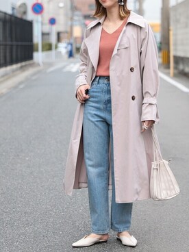 「reca（レカ）のアイテム（トレンチコート）」を使った、recastaffさん（レディース・165cm）の春コーディネート