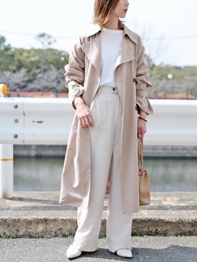 「reca（レカ）のアイテム（トレンチコート）」を使った、recastaffさん（レディース・165cm）の春コーディネート