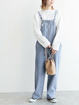 「reca（レカ）のアイテム（オールインワン・サロペット）」を使った、recastaffさん（レディース・165cm）の春コーディネート