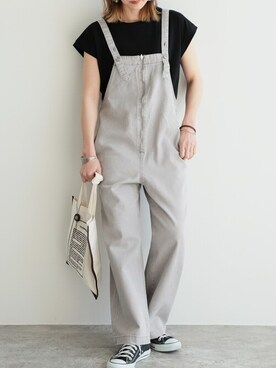 「reca（レカ）のアイテム（オールインワン・サロペット）」を使った、recastaffさん（レディース・165cm）の春コーディネート
