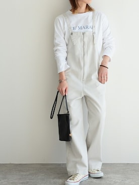 「reca（レカ）のアイテム（オールインワン・サロペット）」を使った、recastaffさん（レディース・165cm）の春コーディネート
