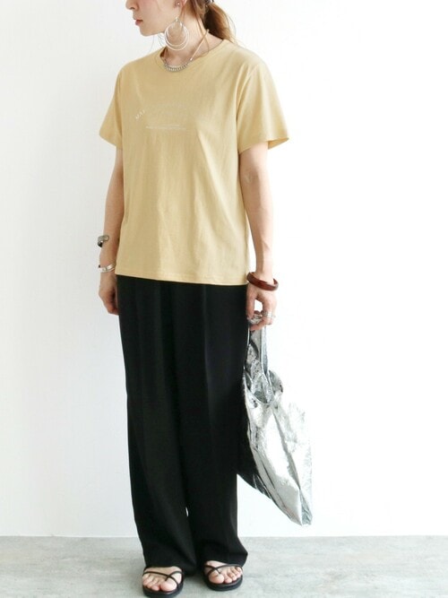 【6/30限定 9500→8500】レフレム 発泡プリント カットソー Tシャツ セール】【Shihoセレクト】PARISTシャツ(箔プリントver)（T
