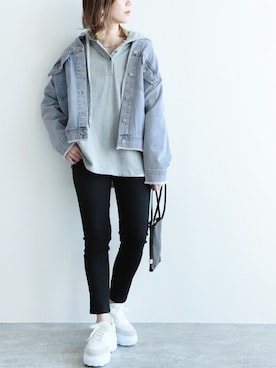 「reca（レカ）のアイテム（デニムジャケット）」を使った、recastaffさん（レディース・165cm）の夏コーディネート