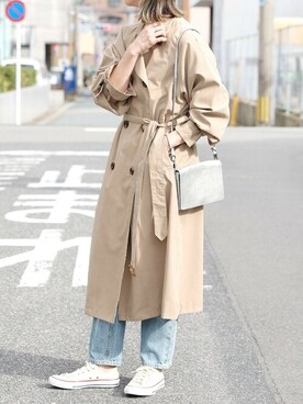 「reca（レカ）のアイテム（トレンチコート）」を使った、recastaffさん（レディース・165cm）の冬コーディネート