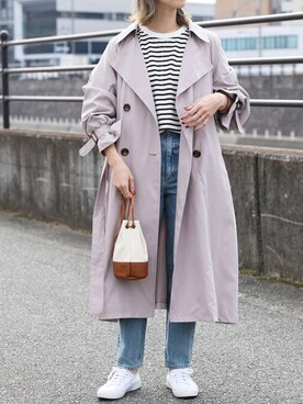 「reca（レカ）のアイテム（トレンチコート）」を使った、recastaffさん（レディース・165cm）の冬コーディネート