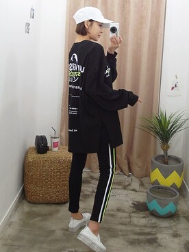 「日常」｜「アイテム（キャップ）」を使った、gaensoさん（レディース・165cm）の春コーディネート