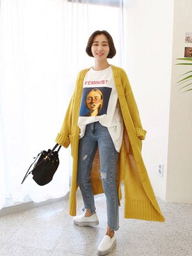 「日常」｜「アイテム（その他アウター）」を使った、gaensoさん（レディース・165cm）の春コーディネート