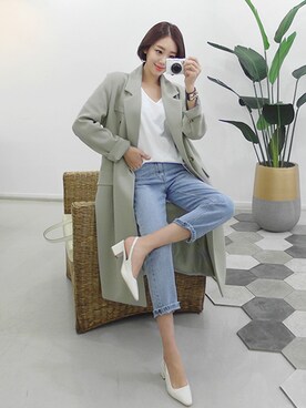 「日常」｜「アイテム（ダッフルコート）」を使った、gaensoさん（レディース・165cm）の春コーディネート
