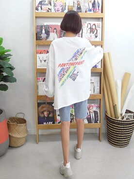 「日常」｜「アイテム（スウェット）」を使った、gaensoさん（レディース・165cm）の春コーディネート