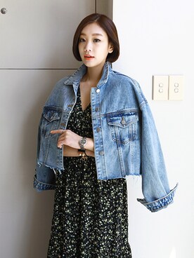 「日常」｜「アイテム（デニムジャケット）」を使った、gaensoさん（レディース・165cm）の春コーディネート