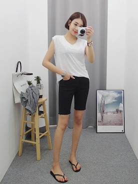 「カットオフ」｜「アイテム（その他トップス）」を使った、gaensoさん（レディース・165cm）の春コーディネート