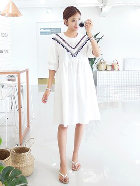 「ルーズフィット」｜「アイテム（ワンピース/ドレス）」を使った、gaensoさん（レディース・165cm）の夏コーディネート