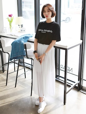 「Aラインスカート」｜「アイテム（アクセサリー）」を使った、gaensoさん（レディース・165cm）の夏コーディネート