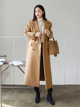 「テーラードコート」｜「アイテム（チェスターコート）」を使った、gaensoさん（レディース・165cm）の冬コーディネート
