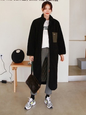 「ロングジャケット」｜「アイテム（その他アウター）」を使った、gaensoさん（レディース・165cm）の冬コーディネート