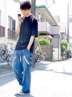 「TOMMY HILFIGER（トミーヒルフィガー）のアイテム（サロペット/オーバーオール）」を使った、masaさん（メンズ・165cm）の夏コーディネート