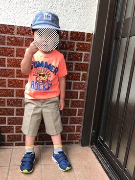 「OSHKOSH（オシュコシュ）のアイテム（Tシャツ/カットソー）」を使った、storzさん（キッズ・90cm）の夏コーディネート