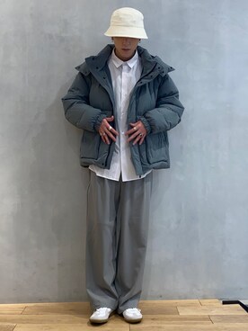 「ジャーマントレーナー」｜「アイテム（ダウンジャケット/コート）」を使った、せっこさん（メンズ・178cm）の冬コーディネート