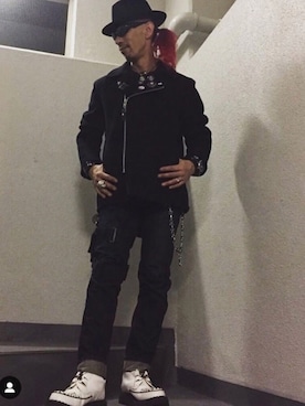 「Pコート」｜「アイテム（ライダースジャケット）」を使った、Takaya さん（メンズ・172cm）の冬コーディネート