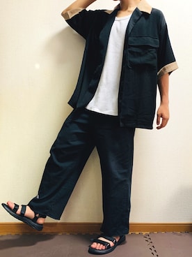 「ヒラキ（ヒラキ）のアイテム（サンダル）」を使った、senさん（メンズ・170cm）の春コーディネート
