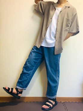 「ヒラキ（ヒラキ）のアイテム（サンダル）」を使った、senさん（メンズ・170cm）の春コーディネート