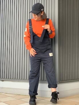 「AVIREX（アヴィレックス）のアイテム（サロペット/オーバーオール）」を使った、Chakoさん（レディース・160cm）の夏コーディネート