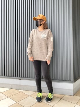「ブラウンニット」｜「アイテム（キャップ）」を使った、Chakoさん（レディース・160cm）の秋コーディネート