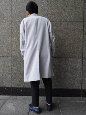 「オーバーサイズコート」｜「アイテム（ローファー）」を使った、よしおさん（メンズ・170cm）の春コーディネート