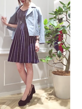「BSTR」｜「アイテム（ライダースジャケット）」を使った、mamiさん（レディース・166cm）の春コーディネート