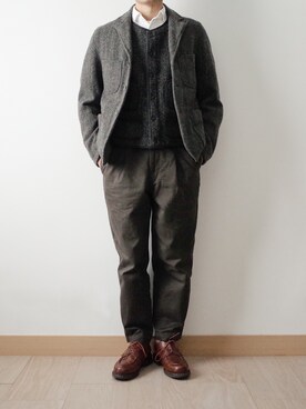 「アイテム（スーツベスト、ブラック系）」を使った、MR.BRAINさん（メンズ・173cm）の冬コーディネート