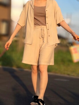 「OZOC（オゾック）のアイテム（シャツ/ブラウス）」を使った、あかりさん（レディース・154cm）の秋コーディネート