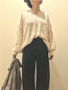 「コットンダブルフェイスパンツ」｜akaneさん（レディース・159cm）の冬コーディネート