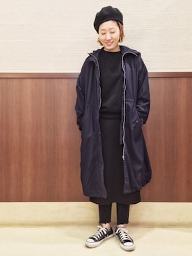 「ナイロンパーカー」｜「アイテム（スウェット）」を使った、akaneさん（レディース・159cm）の春コーディネート