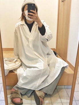 「リブニットパンツ」｜「アイテム（ワンピース/ドレス）」を使った、akaneさん（レディース・159cm）の春コーディネート