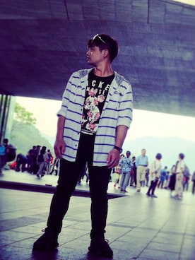 「roots（ルーツ）のアイテム」を使った、曾品豪さん（メンズ・163cm）の春コーディネート