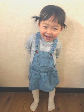 「1歳3ヶ月」｜「アイテム（オールインワン・サロペット）」を使った、asA☺︎Aoさん（キッズ・70cm）の冬コーディネート